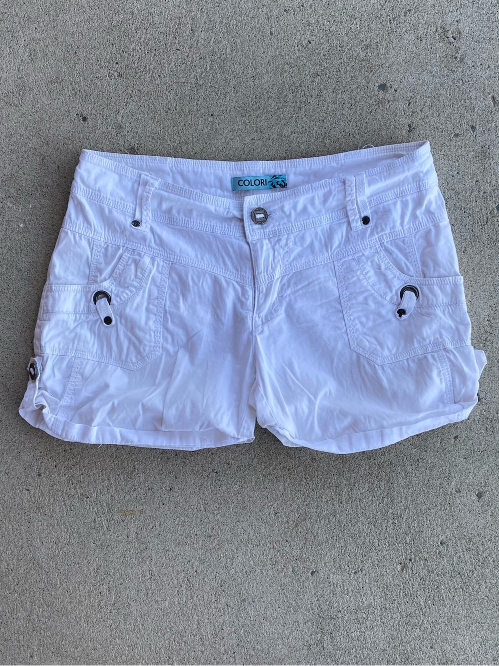 White Preppy Colori Beach Mini Shorts - Size 7